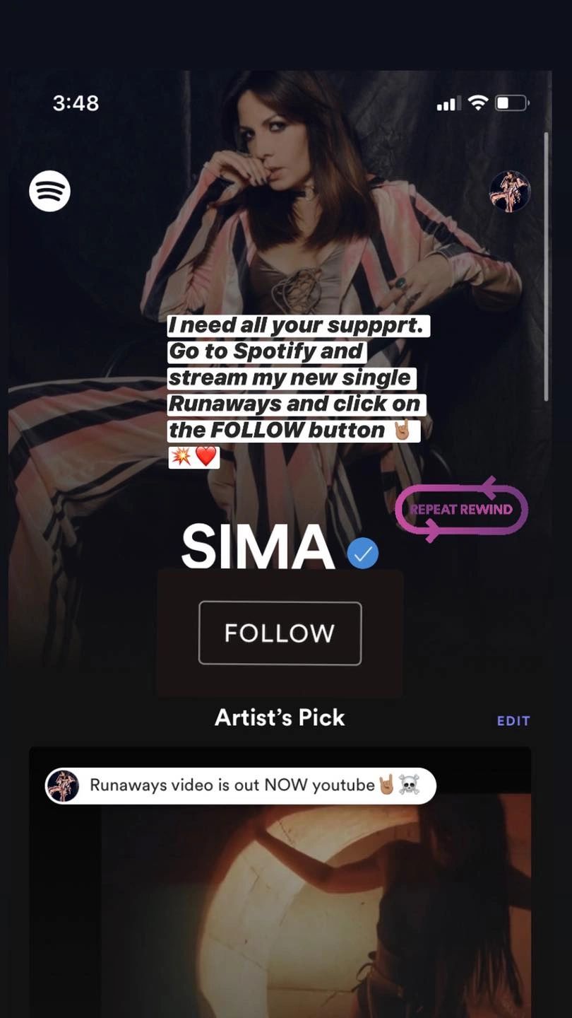 Don't forget to head over to SIMA's Spotify and show her and her new single "Runaways" some love!